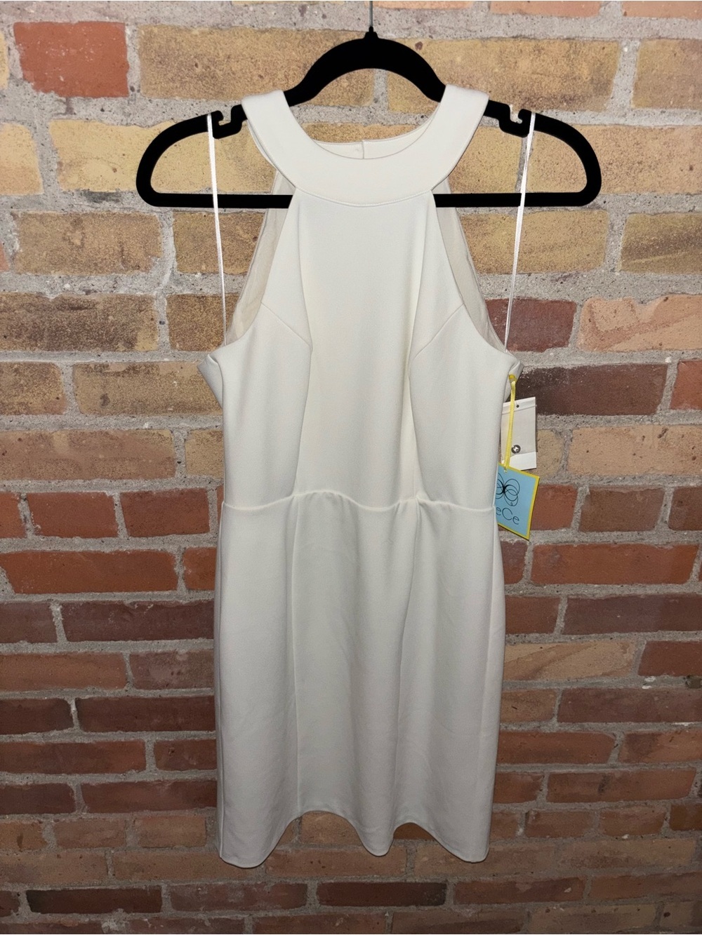 Cece Cream White Halter Homecoming Formal Bridal Dress Brand New with Tags
